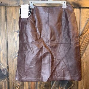 Nygard Collection Leather Panel Midi Pencil Skirt